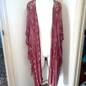 Angie Boho Burgundy Kimono With Designs
